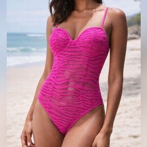 Bozzolo Fuchsia Lace One Piece Swimsuit